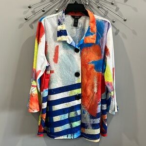 Ali Miles Geometric Print Women’s Size XL Tunic Bell Sleeves Great Condition